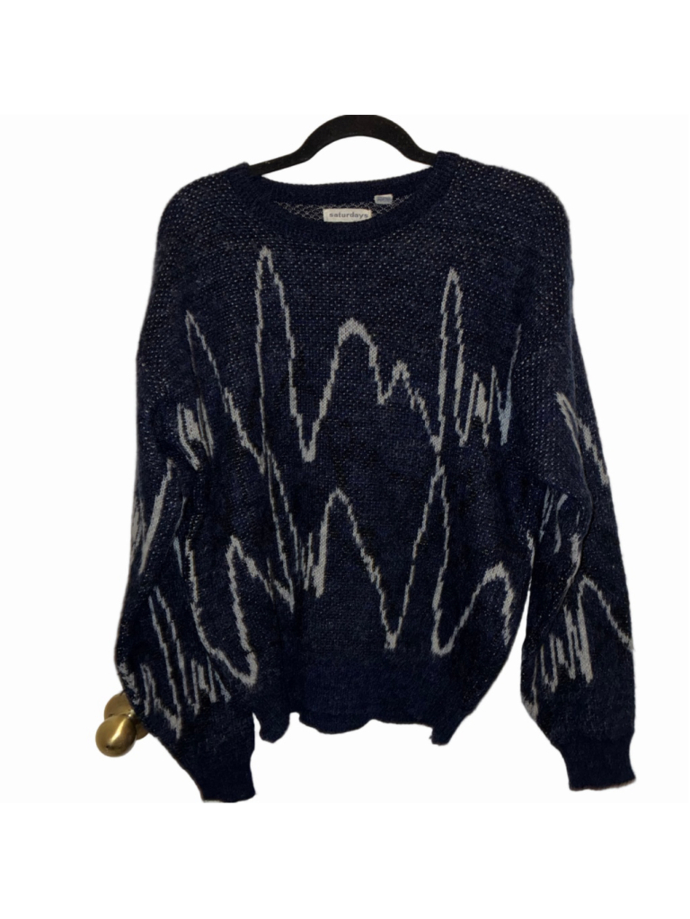 Saturdays Crewneck Sweater XL Black White Patterned